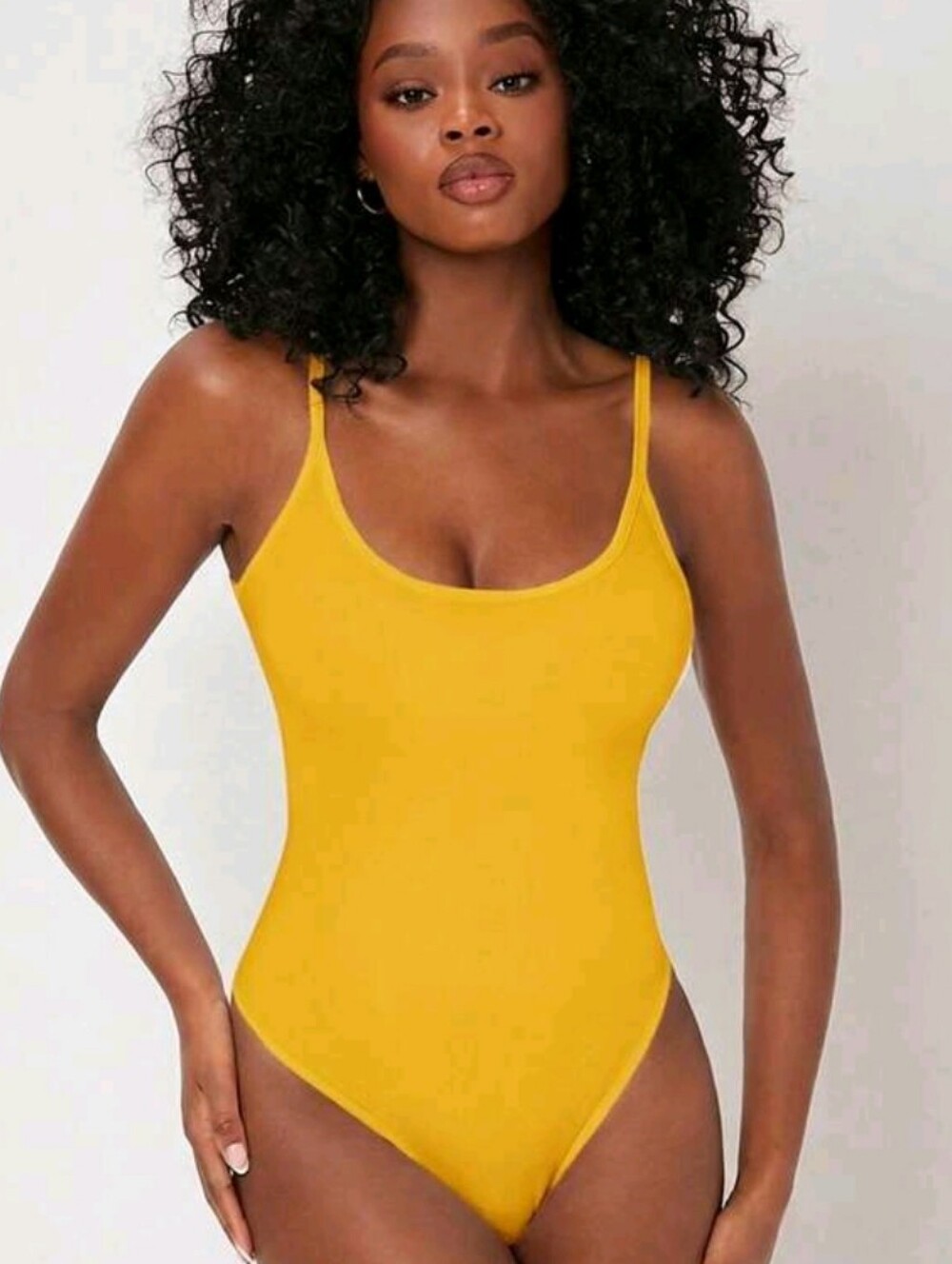 SHEIN Yellow Mustard Essential Bodysuit